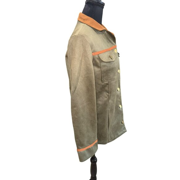 Carhartt Womens Olive Brown Overshirt Chore Jacket Gold Buttons Utility Casual M - Picture 5 of 13